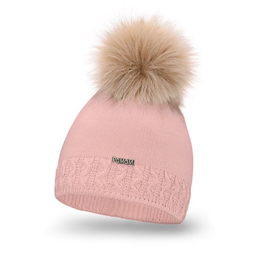 Standardowa czapka damska z futerkowym pomponem ze sklepu PaMaMi w kategorii Czapki zimowe damskie - zdjęcie 147412226