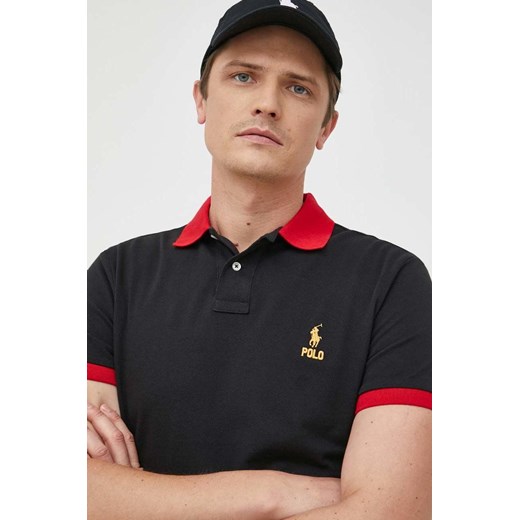 Polo Ralph Lauren polo bawełniane kolor czarny gładki ze sklepu ANSWEAR.com w kategorii T-shirty męskie - zdjęcie 147423538