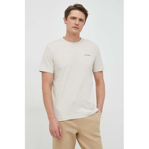 Calvin Klein t-shirt bawełniany kolor beżowy ze sklepu ANSWEAR.com w kategorii T-shirty męskie - zdjęcie 147465479