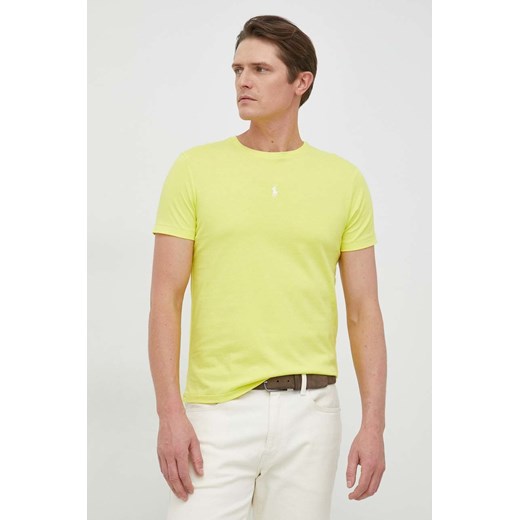 Polo Ralph Lauren t-shirt bawełniany kolor żółty gładki ze sklepu ANSWEAR.com w kategorii T-shirty męskie - zdjęcie 147465526