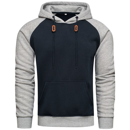 Bluza męska z kapturem szaro-granatowa Recea ze sklepu Recea.pl w kategorii Bluzy męskie - zdjęcie 147466527