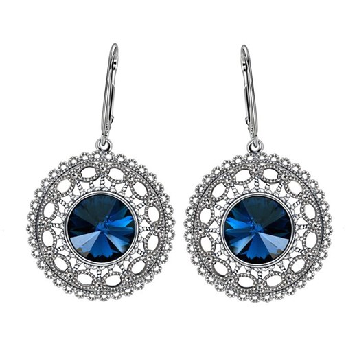 Kolczyki srebrne oksydowane Kryształ K 1719 Polcaratdesign Polcarat Design
