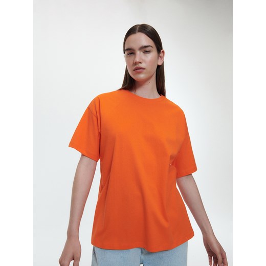 Reserved - T-shirt oversize z rozcięciami - Pomarańczowy Reserved M okazyjna cena Reserved