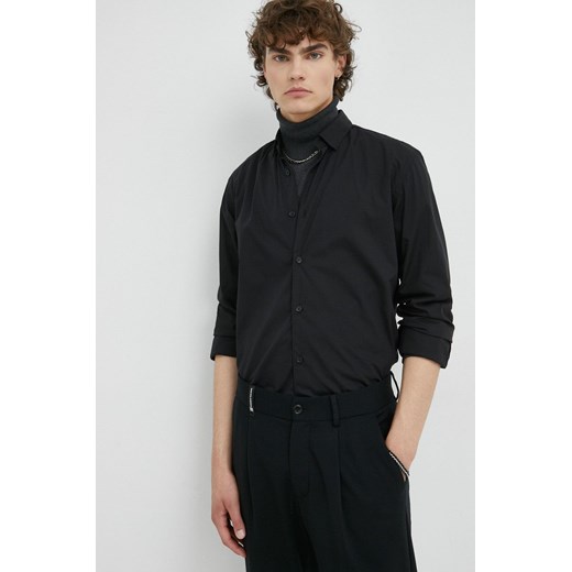 Bruuns Bazaar koszula męska kolor czarny regular z kołnierzykiem button-down ze sklepu ANSWEAR.com w kategorii Koszule męskie - zdjęcie 147580646