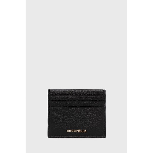 Coccinelle etui na karty skórzane kolor czarny ze sklepu ANSWEAR.com w kategorii Portfele damskie - zdjęcie 147583657