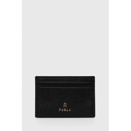 Furla etui na karty skórzane damski kolor czarny ze sklepu ANSWEAR.com w kategorii Portfele damskie - zdjęcie 147585188