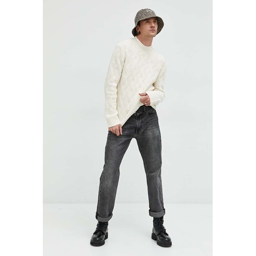 Abercrombie &amp; Fitch sweter męski kolor biały ze sklepu ANSWEAR.com w kategorii Swetry męskie - zdjęcie 147595585