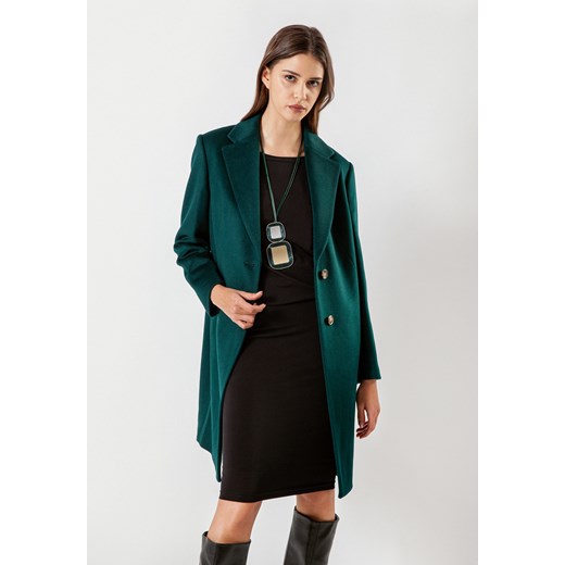Zielony płaszcz ze 100% wełny ze sklepu Molton w kategorii Płaszcze damskie - zdjęcie 147601477