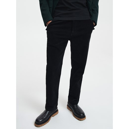Reserved - Sztruksowe spodnie chino - Czarny Reserved XL Reserved