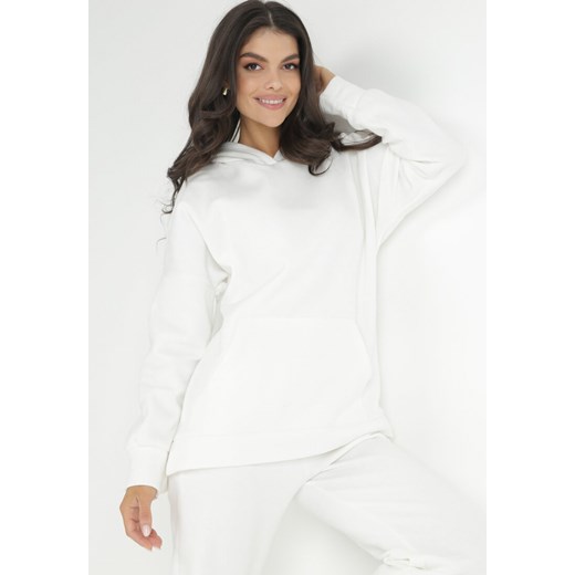Biały 2-częściowy Bawełniany Komplet Dresowy Ocieplony Namna ONE SIZE okazyjna cena Born2be Odzież