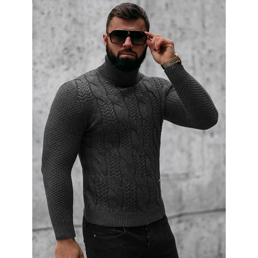 Sweter męski golf grafitowy OZONEE NB/MM6012/3Z Ozonee L okazyjna cena ozonee.pl