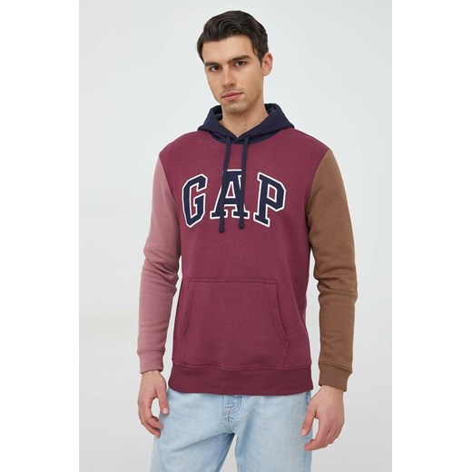 GAP bluza męska kolor fioletowy z kapturem wzorzysta Gap XL ANSWEAR.com