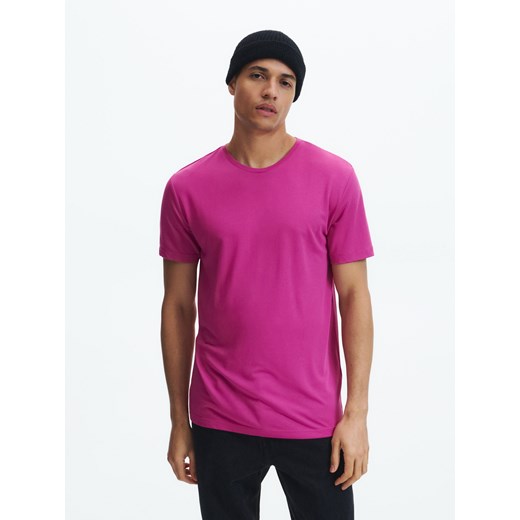 Reserved - T-shirt regular z modalem - Różowy Reserved S Reserved