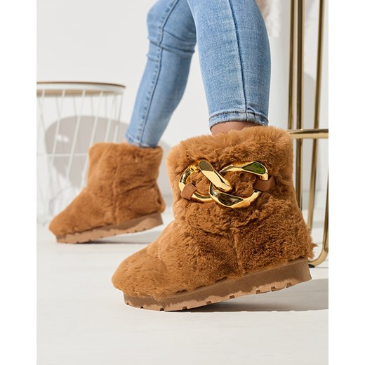 Royalfashion Camelowe damskie buty a'la śniegowce z futerkiem Sattopa ze sklepu royalfashion.pl w kategorii Śniegowce damskie - zdjęcie 147671455
