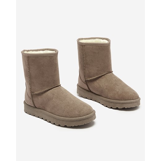 Damskie ocieplane eko-zamszowe śniegowce w kolorze khaki Xetik - Obuwie Royalfashion.pl 36 royalfashion.pl