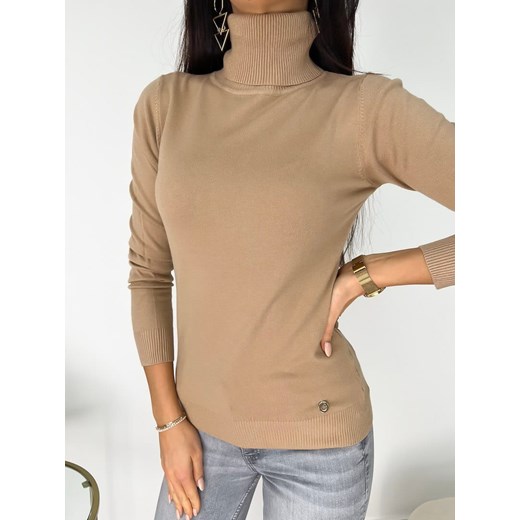 Beżowy Klasyczny Golf Modnakiecka.pl L/XL ModnaKiecka.pl