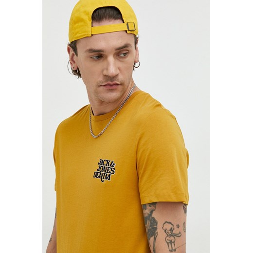Jack &amp; Jones t-shirt bawełniany kolor żółty z nadrukiem Jack & Jones XXL ANSWEAR.com