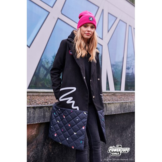 Płaszcz z łączonych tkanin Powerpuff Girls Black XS Naoko XS wyprzedaż NAOKO