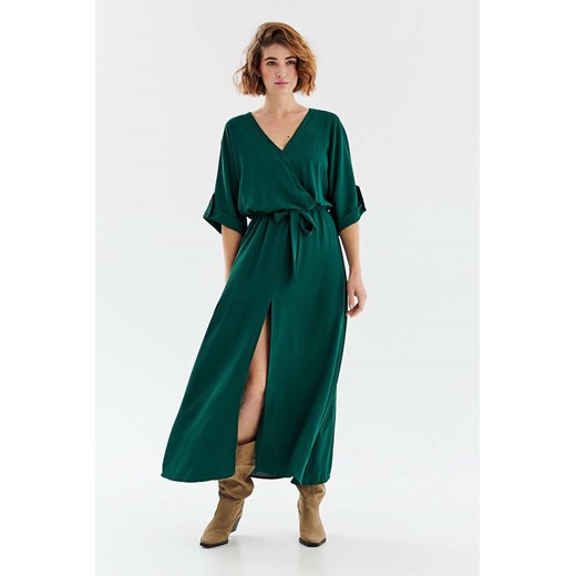 Długa sukienka z wiązaniem Emerald Dream XS/S ze sklepu NAOKO w kategorii Sukienki - zdjęcie 147788635