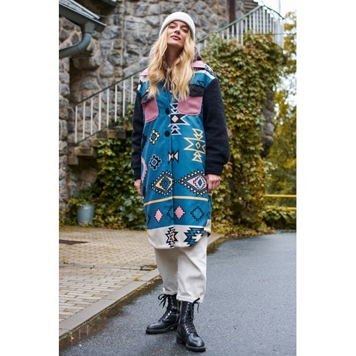 Płaszcz z łączonych tkanin Nomad S/M Naoko L/XL okazyjna cena NAOKO