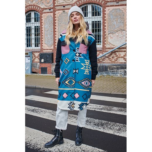 Płaszcz z łączonych tkanin Nomad S/M Naoko S/M NAOKO wyprzedaż