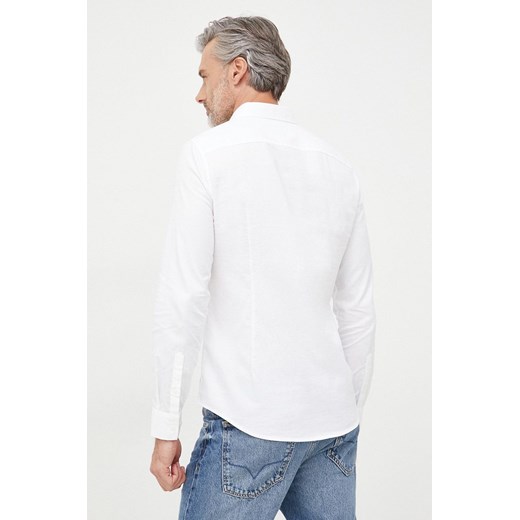 Armani Exchange koszula bawełniana męska kolor biały slim z kołnierzykiem Armani Exchange XL ANSWEAR.com
