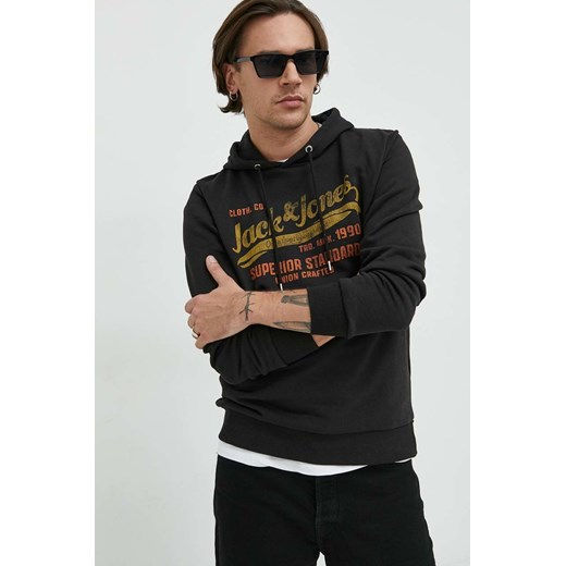 Premium by Jack&amp;Jones bluza męska kolor czarny z kapturem z nadrukiem Premium By Jack&jones XL ANSWEAR.com