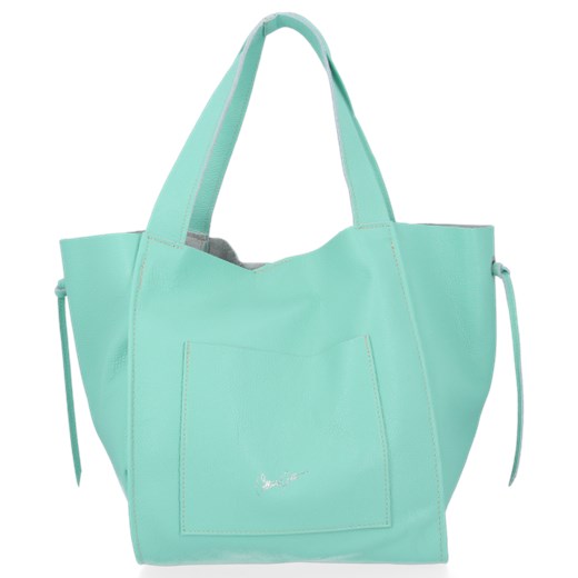 Uniwersalne Torebki Skórzane Shopper Bag renomowanej firmy Vittoria Gotti Mięta Vittoria Gotti torbs.pl