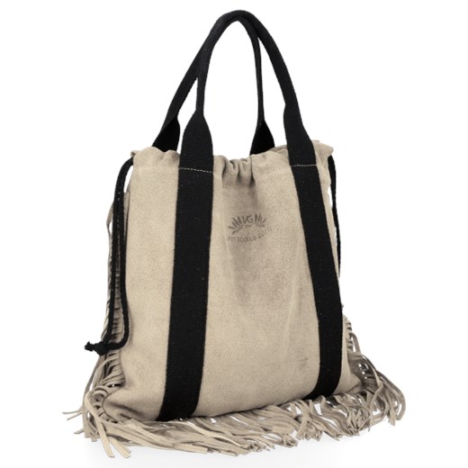 Torebka Skórzana Shopper Bag w stylu Boho renomowanej firmy Vittoria Gotti Vittoria Gotti torbs.pl