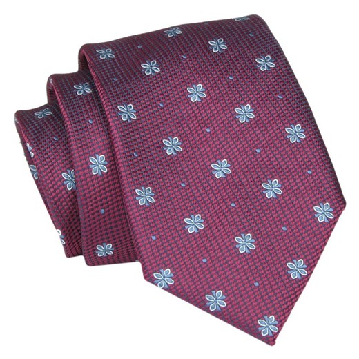 Krawat - ALTIES - Bordowy w Drobne Kwiatki KRALTS0822 ze sklepu JegoSzafa.pl w kategorii Krawaty - zdjęcie 147823876