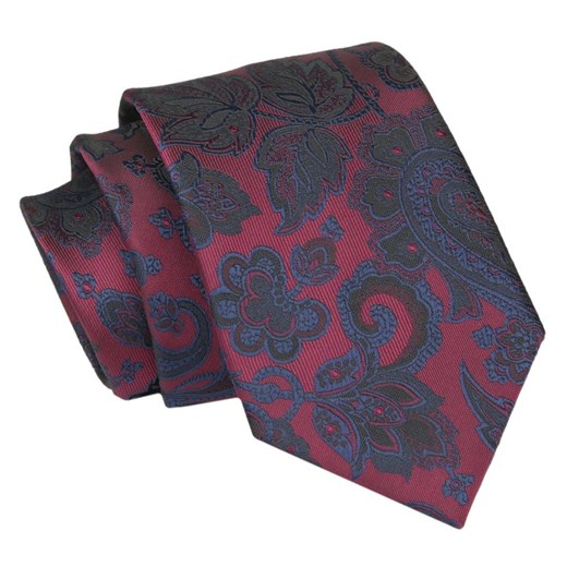 Krawat - ALTIES - Czerwień, Duże Kwiaty KRALTS0840 ze sklepu JegoSzafa.pl w kategorii Krawaty - zdjęcie 147823888