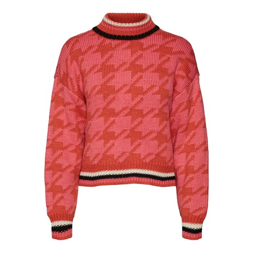 Sweter "Alecia" w kolorze czerwono-różowym ze wzorem Vero Moda L promocja Limango Polska