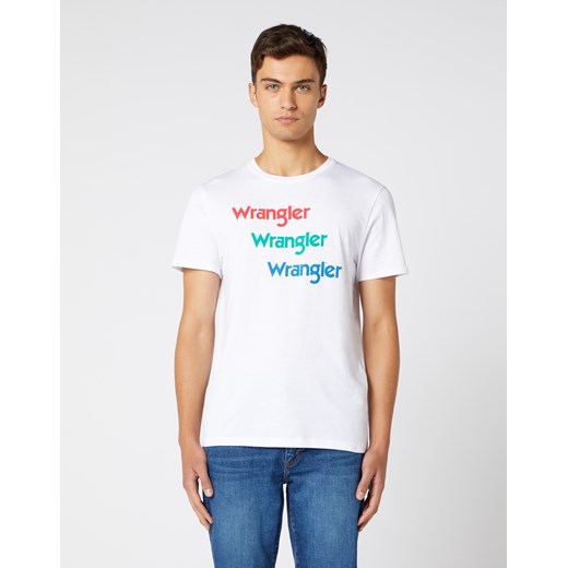 T-shirt Męski Wrangler SS Repeat Tee White W7D7D3989 Wrangler M okazyjna cena Elwix