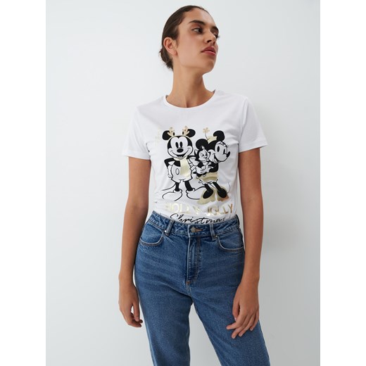 Mohito - Bawełniany t-shirt z Myszką Miki - Biały Mohito S Mohito