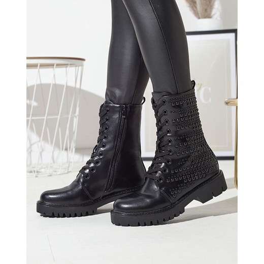 Botki workery damskie eko skórzane z perełkami Simvao- Obuwie Royalfashion.pl 37 royalfashion.pl