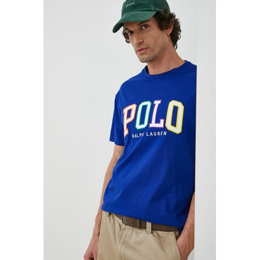 Polo Ralph Lauren t-shirt bawełniany kolor niebieski z aplikacją ze sklepu ANSWEAR.com w kategorii T-shirty męskie - zdjęcie 147906717