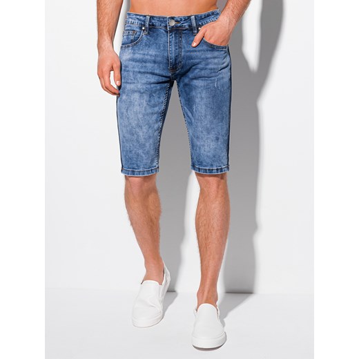 Krótkie spodenki męskie jeansowe 372W - niebieskie Edoti.com 30 okazyjna cena Edoti