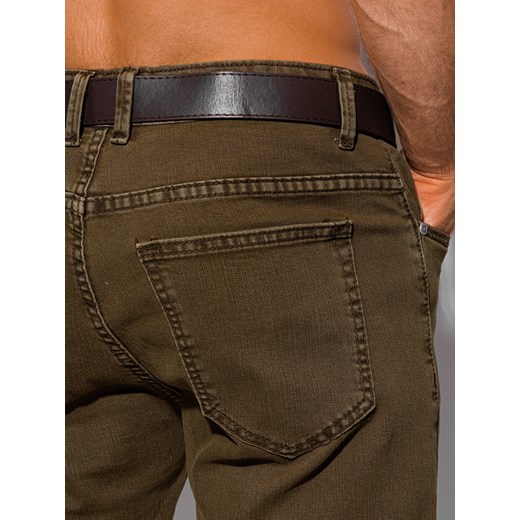 Krótkie spodenki męskie jeansowe 350W - khaki Edoti.com 31 okazja Edoti