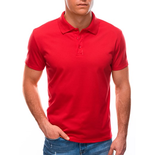 Koszulka męska Polo bez nadruku 1600S - czerwony ze sklepu Edoti w kategorii T-shirty męskie - zdjęcie 147908616