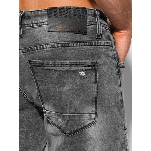 Krótkie spodenki męskie jeansowe 414W - szare Edoti.com 37 Edoti wyprzedaż