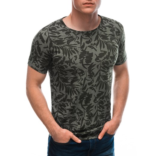 T-shirt męski z nadrukiem 1653S - zielony Edoti.com XL promocyjna cena Edoti