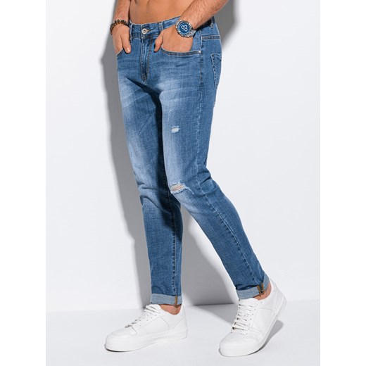 Spodnie męskie jeansowe 1141P - niebieskie Edoti.com 30 promocyjna cena Edoti