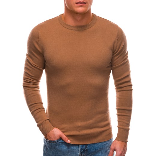 Sweter męski - jasnobrązowy V2 EM-SWBS-0100 ze sklepu Edoti w kategorii Swetry męskie - zdjęcie 147910259