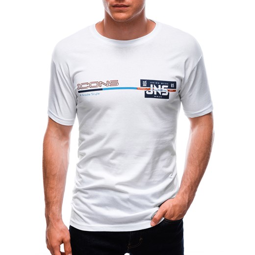 T-shirt męski z nadrukiem 1715S - biały Edoti.com XXL Edoti