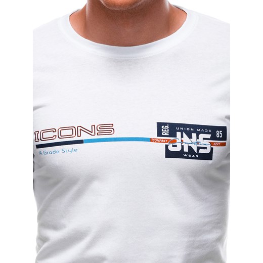 T-shirt męski z nadrukiem 1715S - biały Edoti.com XXL Edoti