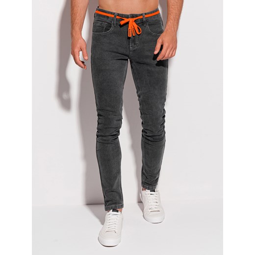 Spodnie męskie jeansowe 1249P - czarne Edoti.com 29 promocyjna cena Edoti