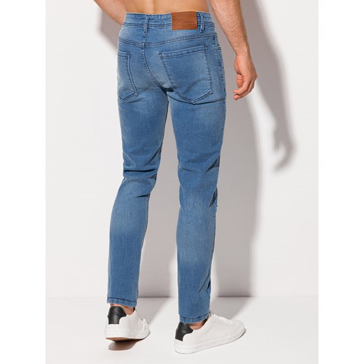 Spodnie męskie jeansowe 1216P - niebieskie Edoti.com XL promocyjna cena Edoti