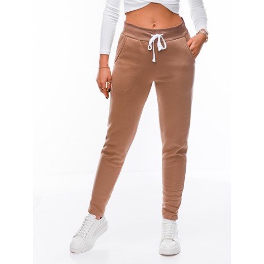 Spodnie damskie dresowe 069PLR - brązowy Edoti.com XL Edoti wyprzedaż