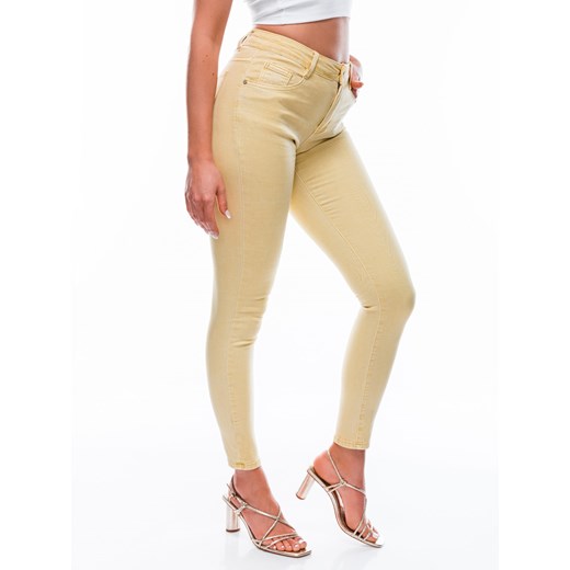 Spodnie damskie jeansowe 150PLR - żółte ze sklepu Edoti w kategorii Jeansy damskie - zdjęcie 147911149