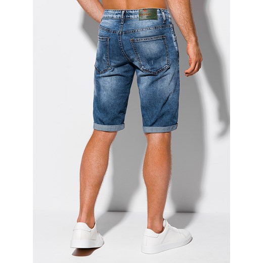 Krótkie spodenki męskie jeansowe 417W - niebieskie Edoti.com 31 okazyjna cena Edoti